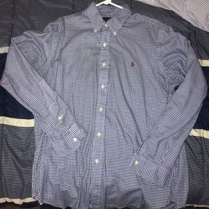 Polo button down, blue and white checkered